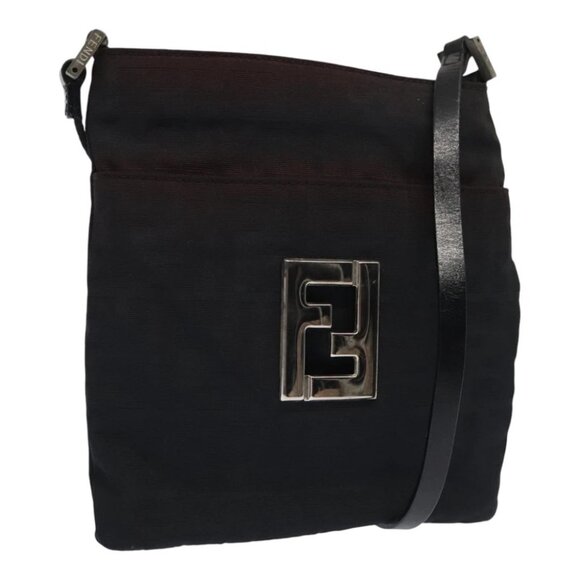 FENDI Zucca Canvas Shoulder Bag Nylon Black - Picture 1 of 15